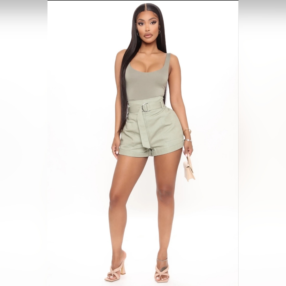 High-waisted Belted  Shorts